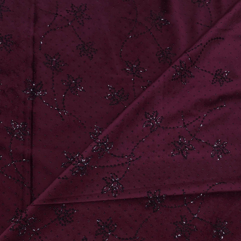 Achkan Fabric ManTire Velvet Fabric With Embroidery Work Colour Reddish Maroon