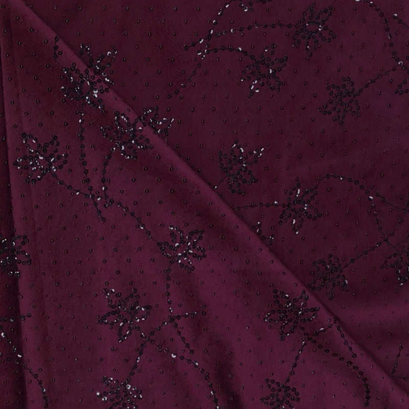 Achkan Fabric ManTire Velvet Fabric With Embroidery Work Colour Reddish Maroon