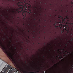 Achkan Fabric ManTire Velvet Fabric With Embroidery Work Colour Reddish Maroon