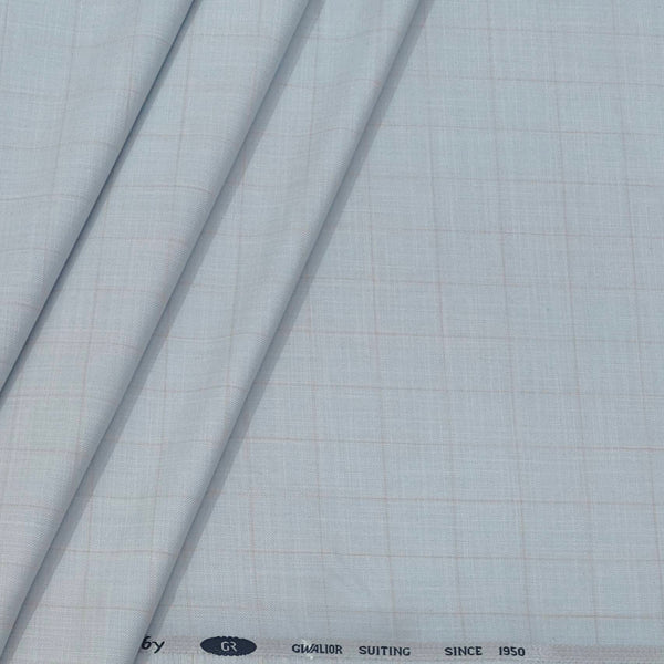 Trouser Fabric Gr Gwalior Poly Viscose Check Colour Sky Blue