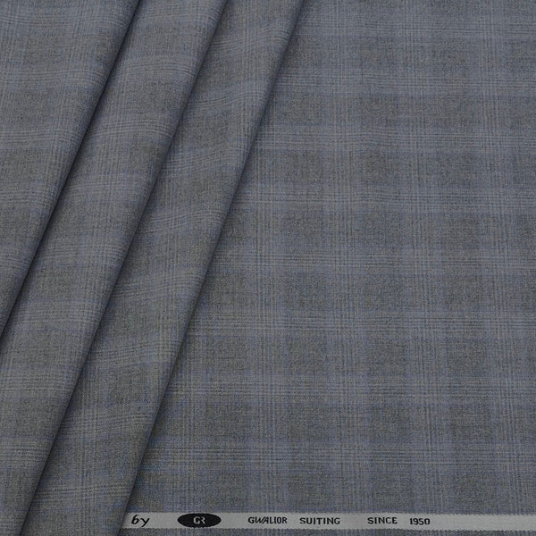 Trouser Fabric Gr Gwalior Poly Viscose Broad Check Colour Light Grey