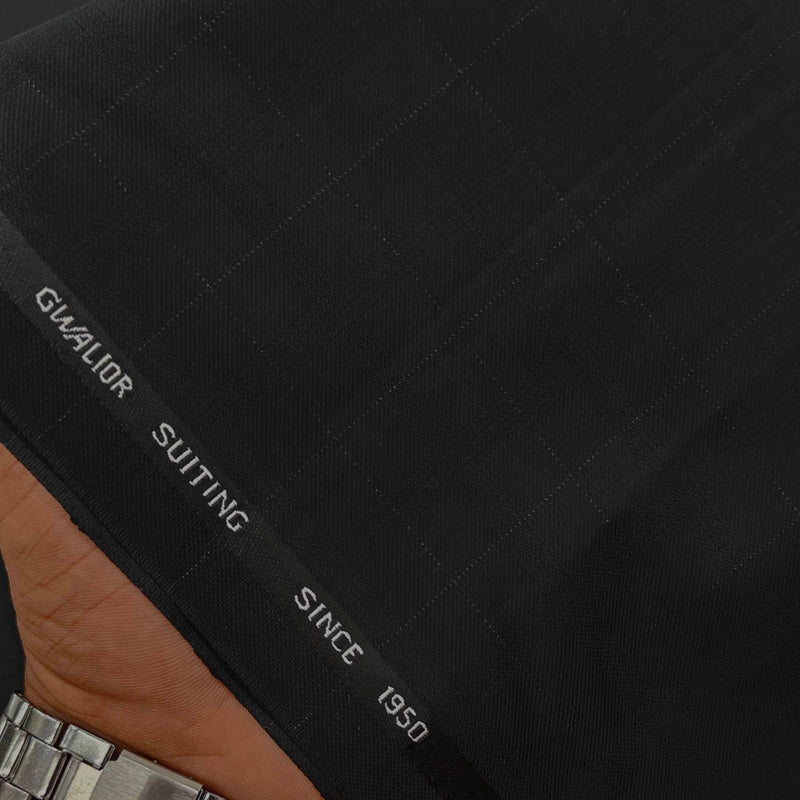 Trouser Fabric Gr Gwalior Poly Viscose Broad Check Colour Black
