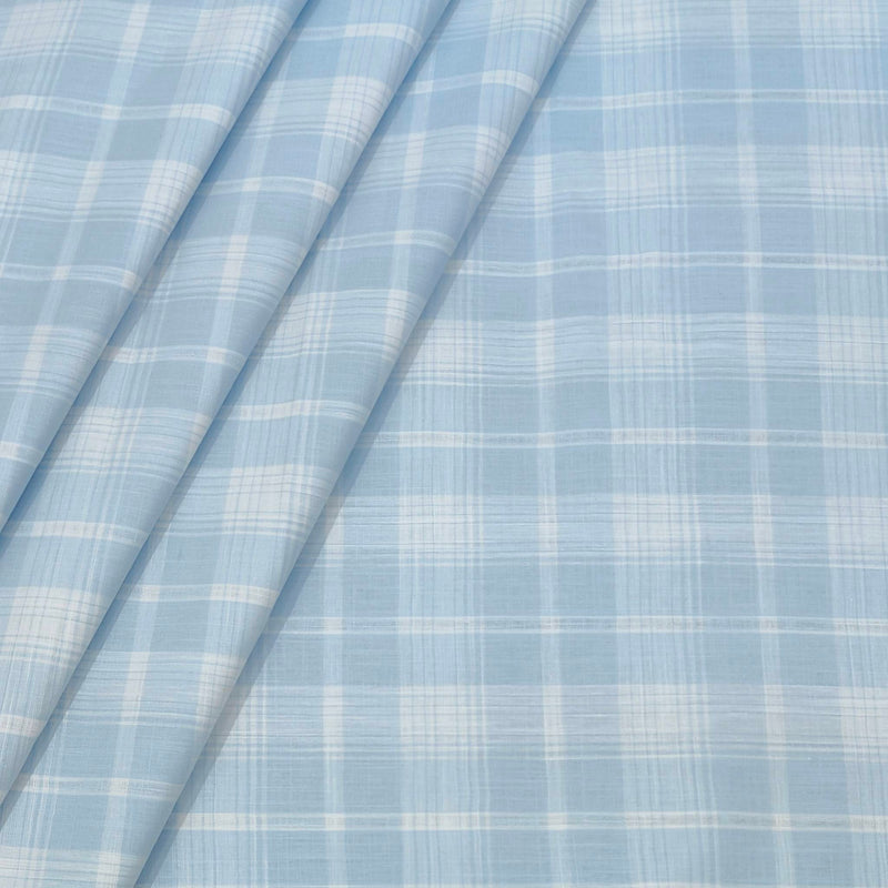 Shirt Fabric ManTire 100% Cotton Broad Check Colour Light Blue