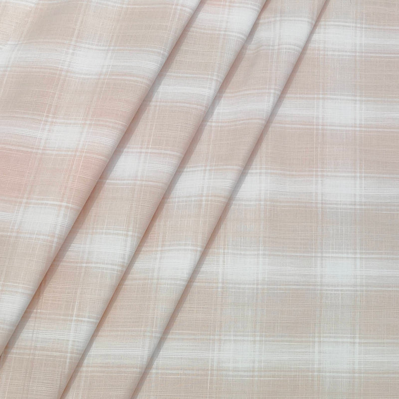 Shirt Fabric ManTire 100% Cotton Broad Check Colour Budding Peach