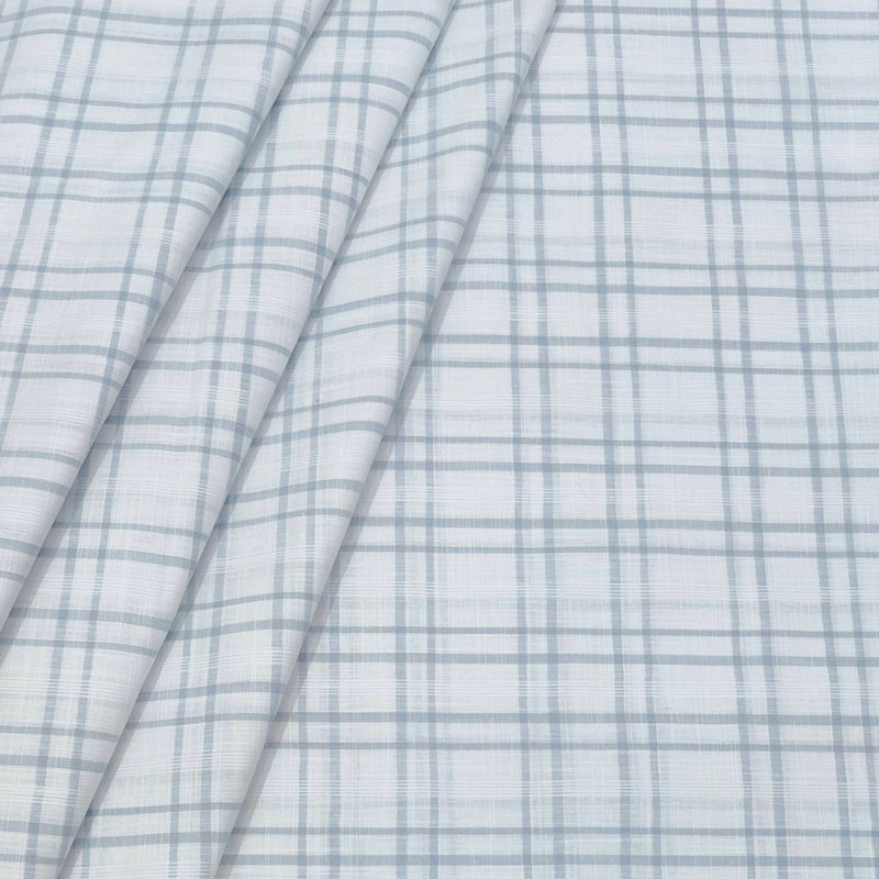 Shirt Fabric ManTire 100% Cotton Broad Check Colour White N Light Grey
