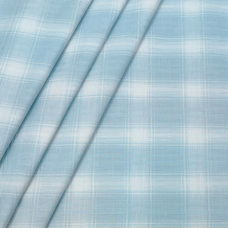 Shirt Fabric ManTire 100% Cotton Broad Check Colour Soft Light Blue