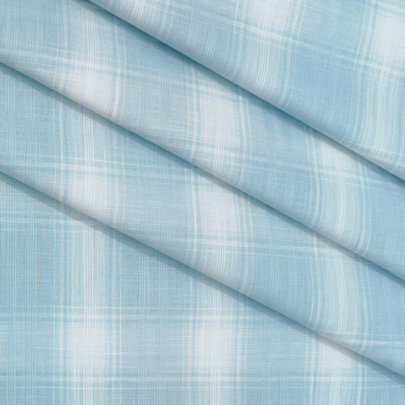 Shirt Fabric ManTire 100% Cotton Broad Check Colour Soft Light Blue