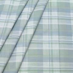 Shirt Fabric ManTire 100% Cotton Broad Check Colour Pistachio Green N White