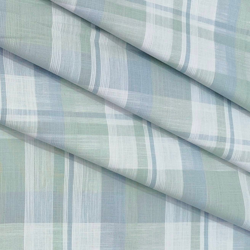 Shirt Fabric ManTire 100% Cotton Broad Check Colour Pistachio Green N White