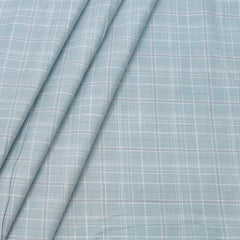 Shirt Fabric ManTire 100% Cotton Broad Check Colour Light Blue
