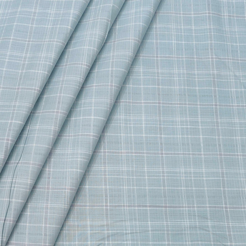 Shirt Fabric ManTire 100% Cotton Broad Check Colour Light Blue