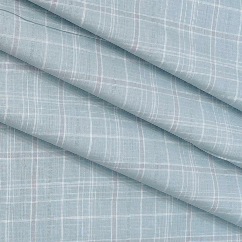 Shirt Fabric ManTire 100% Cotton Broad Check Colour Light Blue