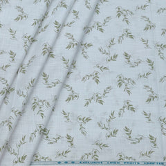 Shirt Fabric ManTire 100% Cotton Printed Linen Look Colour Green N White