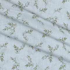 Shirt Fabric ManTire 100% Cotton Printed Linen Look Colour Green N White