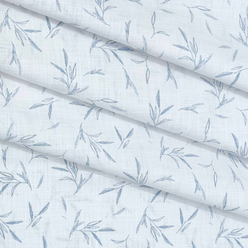 Shirt Fabric ManTire 100% Cotton Printed Linen Look Colour Light Blue N White
