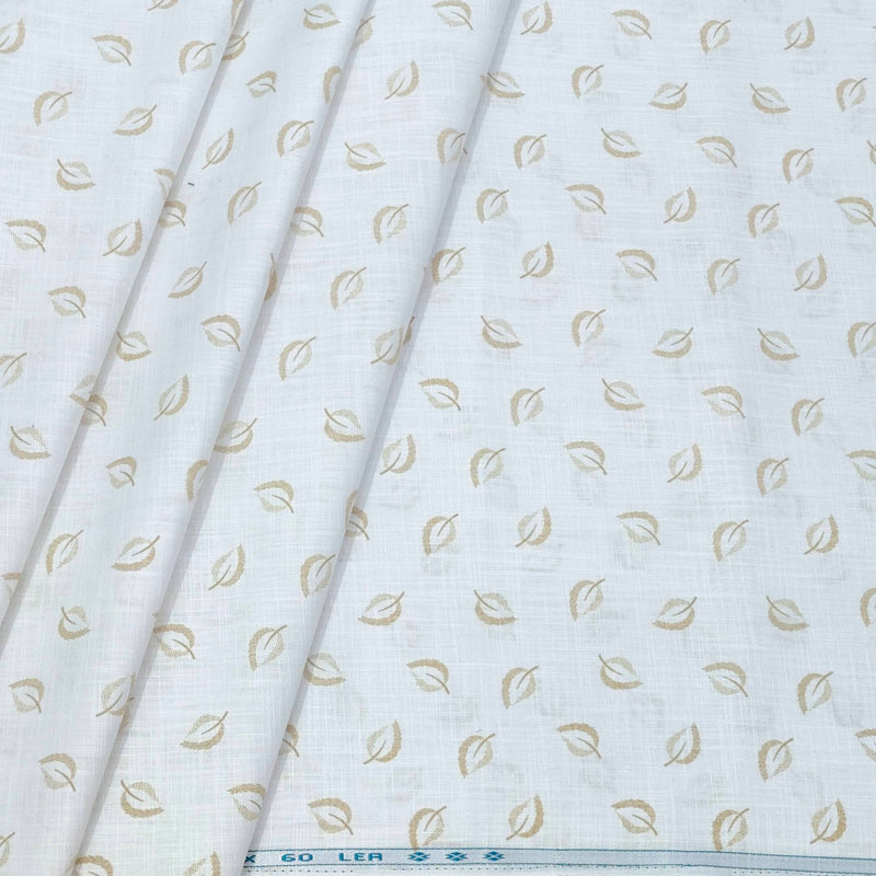 Shirt Fabric ManTire 100% Cotton Printed Linen Look Colour Dull Brown N White