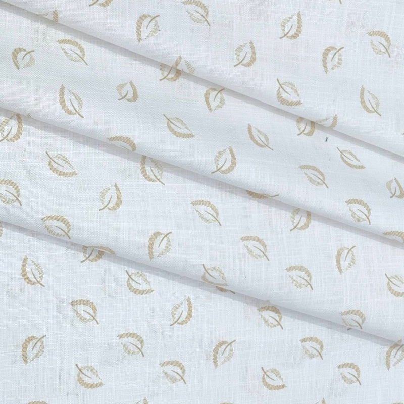 Shirt Fabric ManTire 100% Cotton Printed Linen Look Colour Dull Brown N White