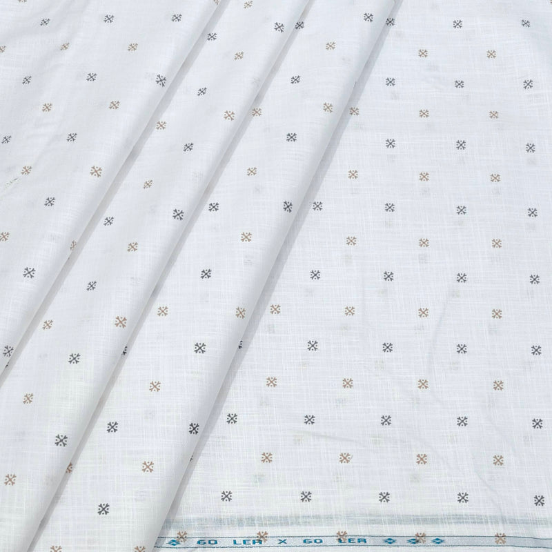 Shirt Fabric ManTire 100% Cotton Printed Linen Look Colour Dark Grey N White