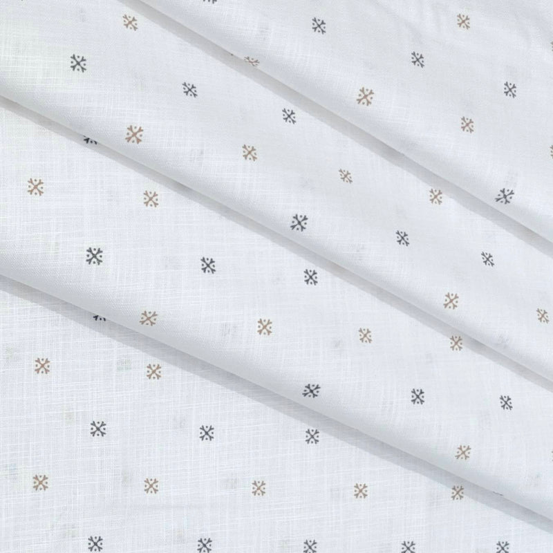 Shirt Fabric ManTire 100% Cotton Printed Linen Look Colour Dark Grey N White