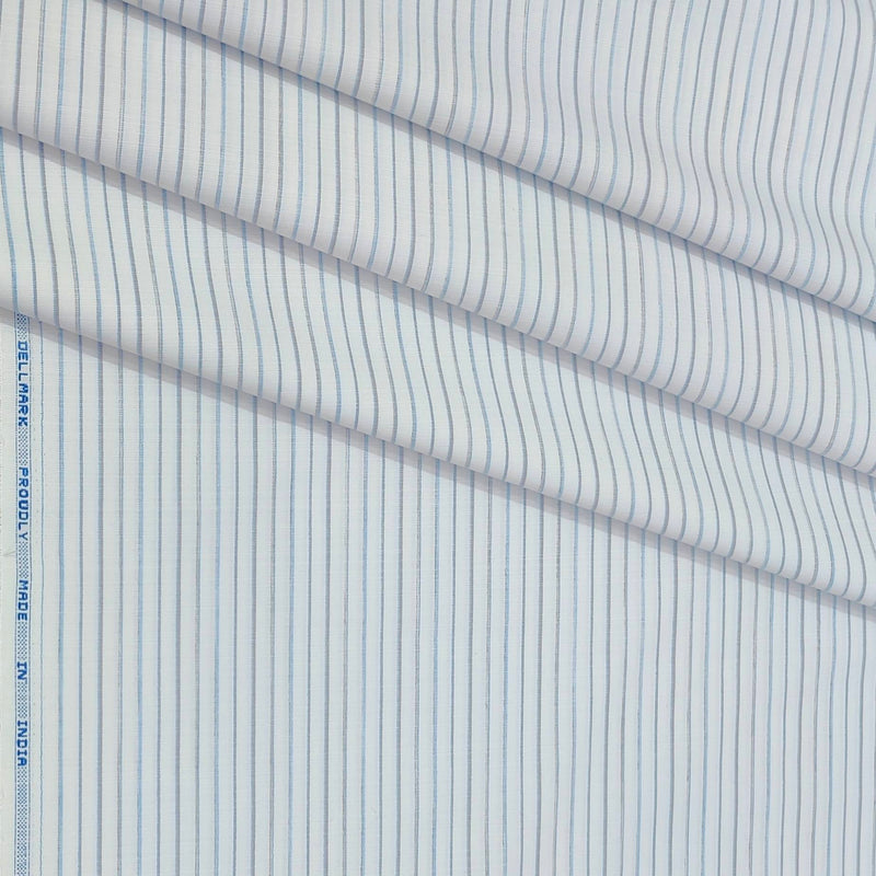 Shirt Fabric ManTire Cotton Blended Linen Look Lining Colour Blue N White