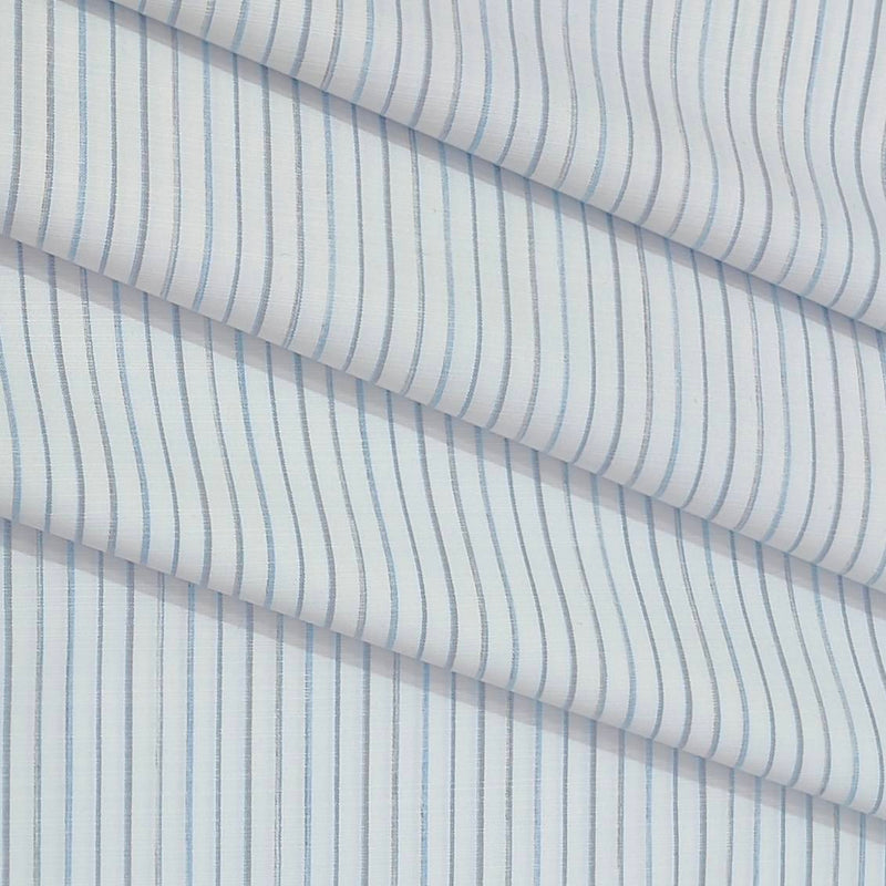 Shirt Fabric ManTire Cotton Blended Linen Look Lining Colour Blue N White