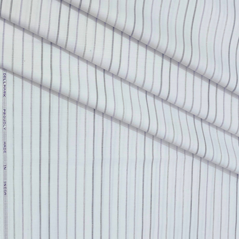 Shirt Fabric ManTire Cotton Blended Linen Look Lining Colour Light Purple N White