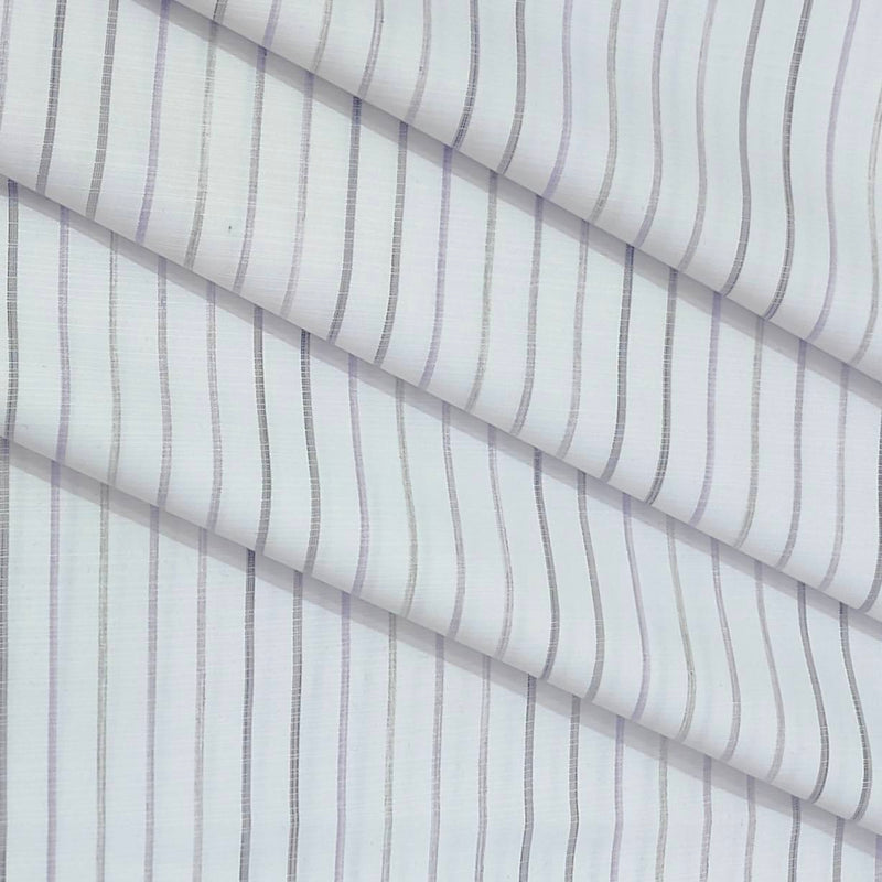 Shirt Fabric ManTire Cotton Blended Linen Look Lining Colour Light Purple N White