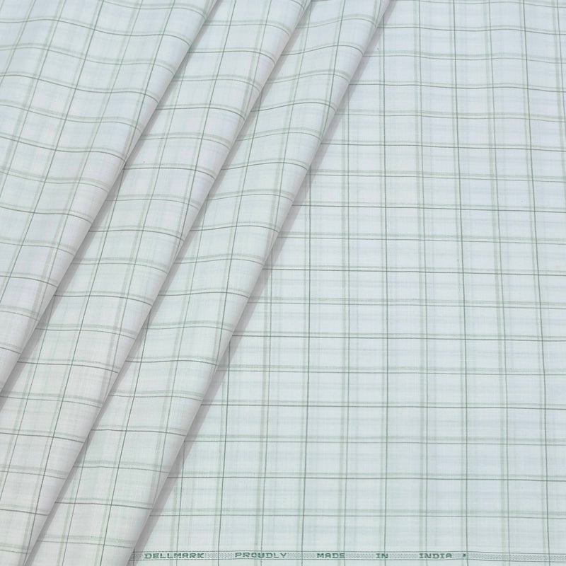 Shirt Fabric ManTire Cotton Blended Linen Look Check Colour Green N White