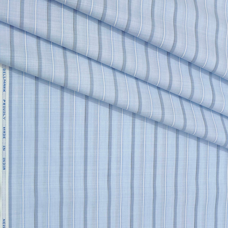 Shirt Fabric ManTire Cotton Blended Linen Look Broad Lining Colour Light Blue