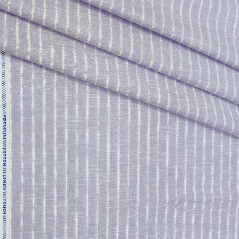 Shirt Fabric ManTire Cotton Blended Linen Look  Lining Colour Light Lavender