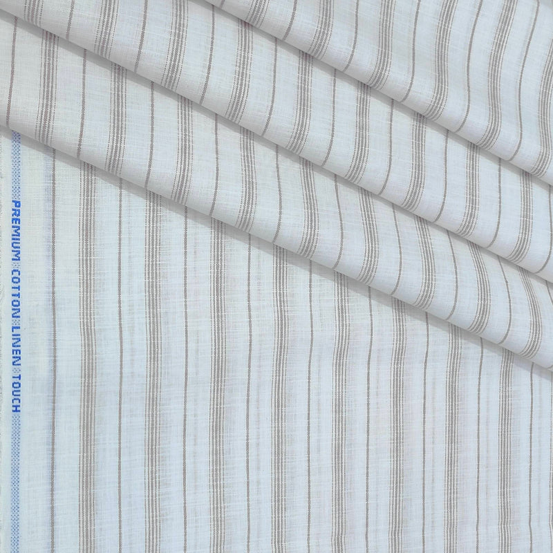 Shirt Fabric ManTire Cotton Blended Linen Look Lining Colour Brown N White