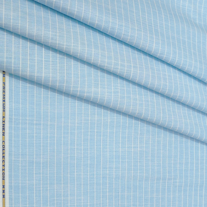 Shirt Fabric ManTire Cotton Blended Linen Look Lining Colour Baby Blue