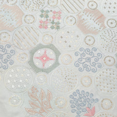 Kurta Fabric ManTire Designer Silk Embroidery Colour Light Blue N White