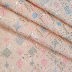 Kurta Fabric ManTire Designer Silk Embroidery Colour Peach Pink