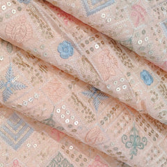 Kurta Fabric ManTire Designer Silk Embroidery Colour Peach Pink