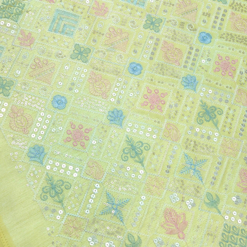 Kurta Fabric ManTire Designer Silk Embroidery Colour Mango Yellow