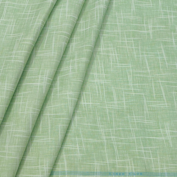 Shirt Fabric Linen Club Linen Blended Printed Colour Tea Green