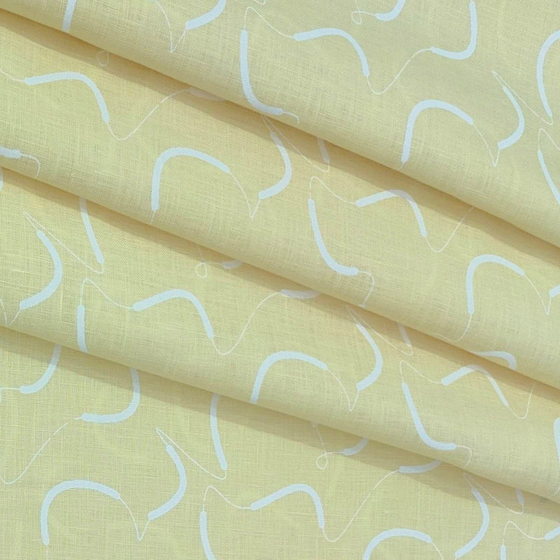 Shirt Fabric Linen Club Pure Linen Printed Colour Blond Yellow