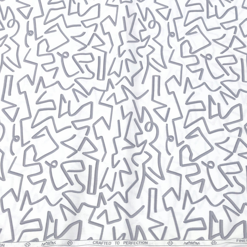 Pant Shirt Combo Pack Graviera Lycra Black Pant Printed Giza Cotton Light Grey White Shirt Fabric