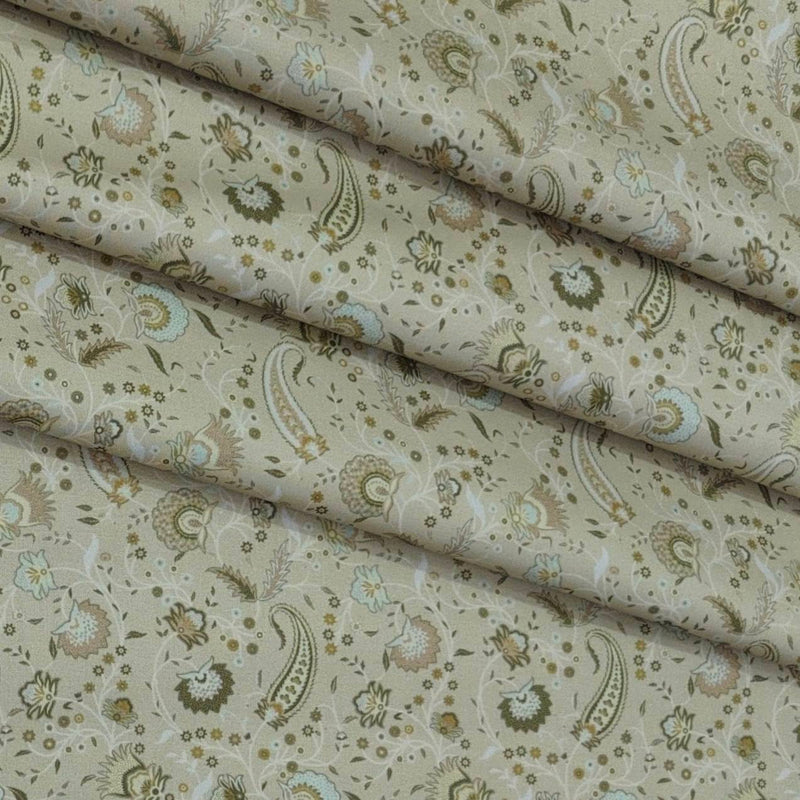 Shirt Fabric ManTire Giza Cotton Digital Print Colour Light Sage Green