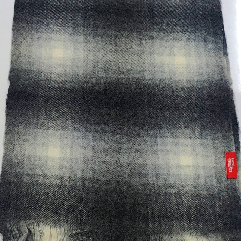 Raymond Pure Wool Muffler Colour Dull Black N Off White