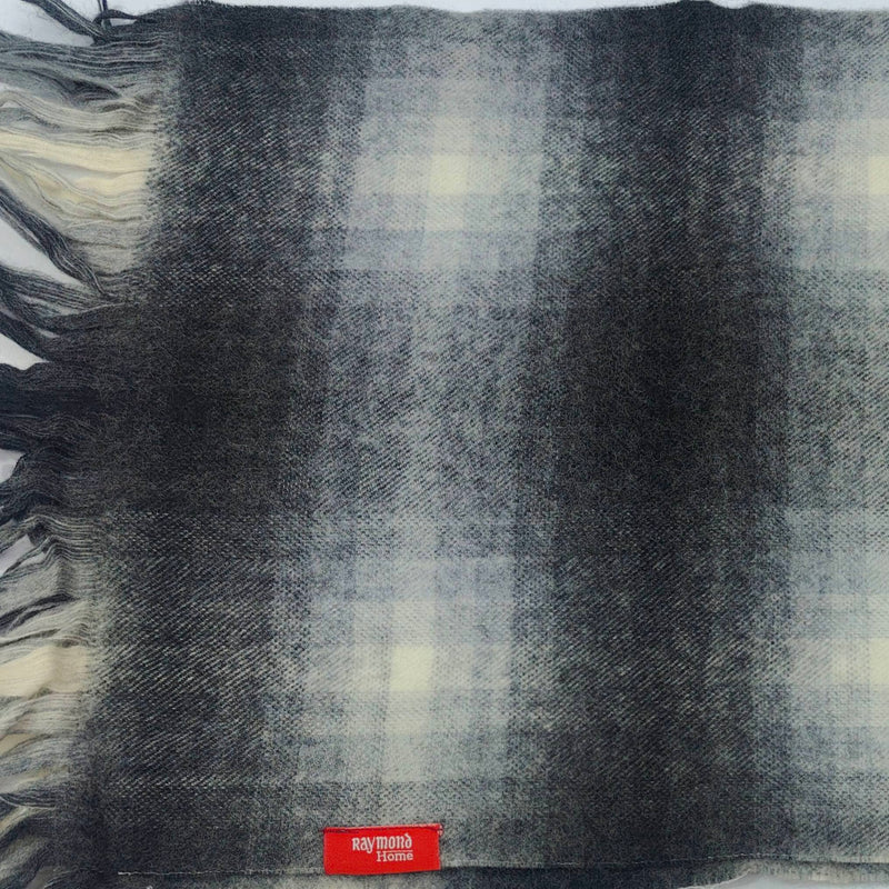 Raymond Pure Wool Muffler Colour Dull Black N Off White