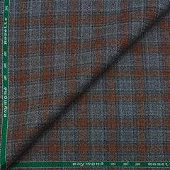 Tweed Blazer Fabric Raymond Wool Blended Check Colour Light Orange N Grey