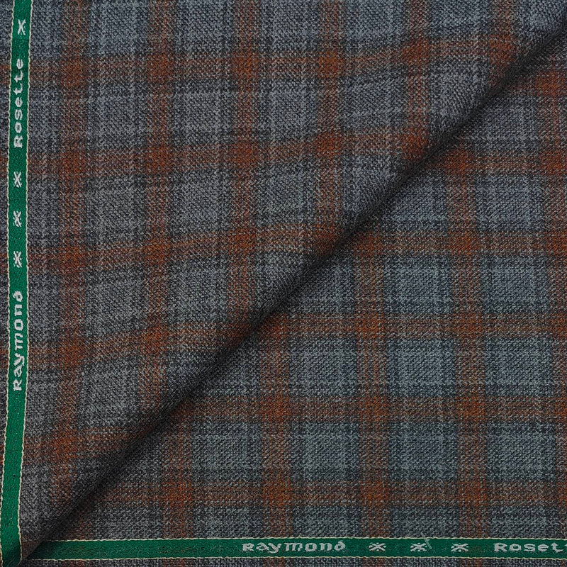 Tweed Blazer Fabric Raymond Wool Blended Check Colour Light Orange N Grey