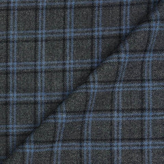 Tweed Blazer Fabric Raymond Wool Blended Broad Check Colour Grey N Blue