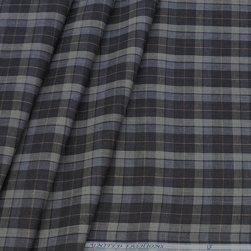 Shirt Fabric Mantire Poly Cotton Check Colour Black N Grey