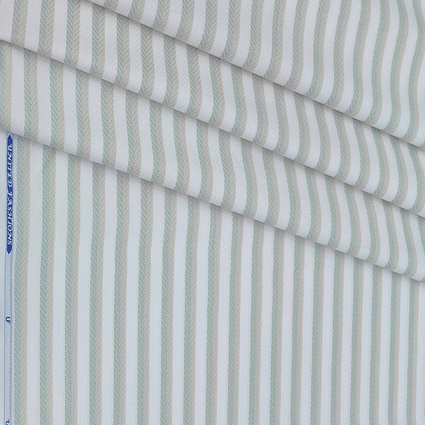 Shirt Fabric Mantire Poly Cotton Herringbone Colour White N Light Green