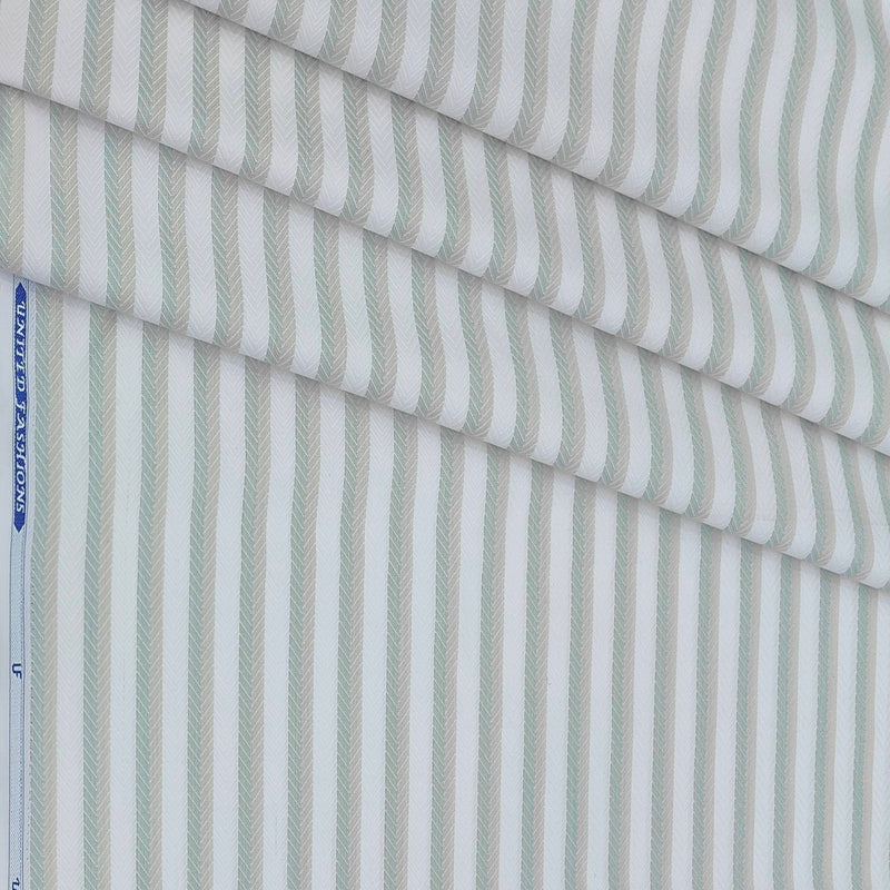 Shirt Fabric Mantire Poly Cotton Herringbone Colour White N Light Green