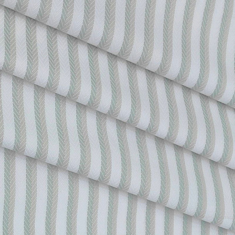 Shirt Fabric Mantire Poly Cotton Herringbone Colour White N Light Green