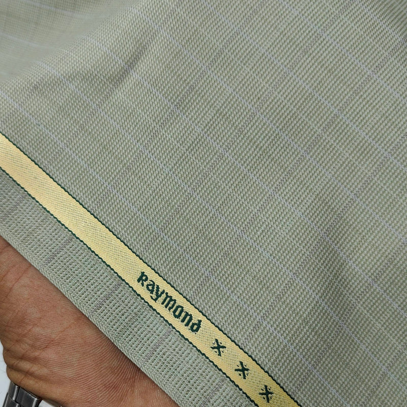 Trouser Fabric Raymond Wool Blended Check Colour Gin Green